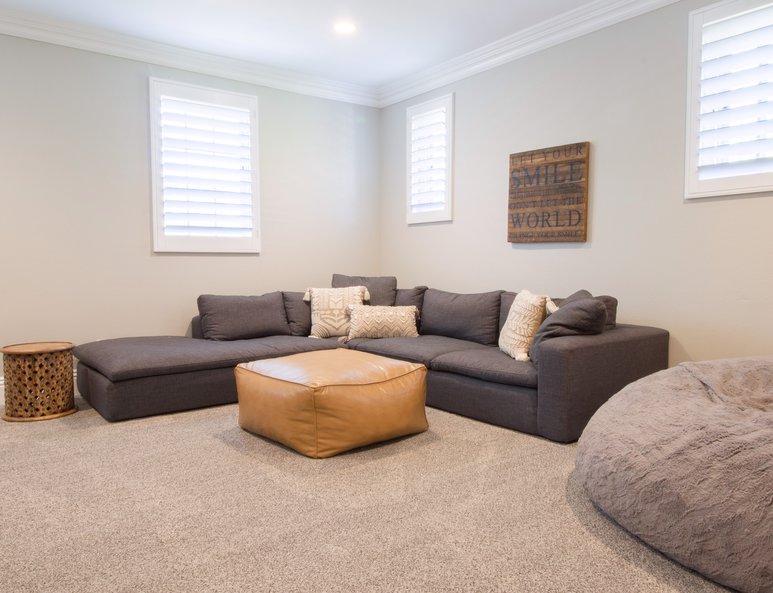 Newly added family room with ample lighting.